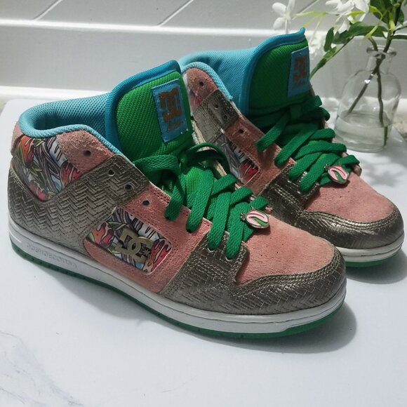 Rare DC x Miami Ink Peach Basket Skate Shoes - Picture 2 of 12